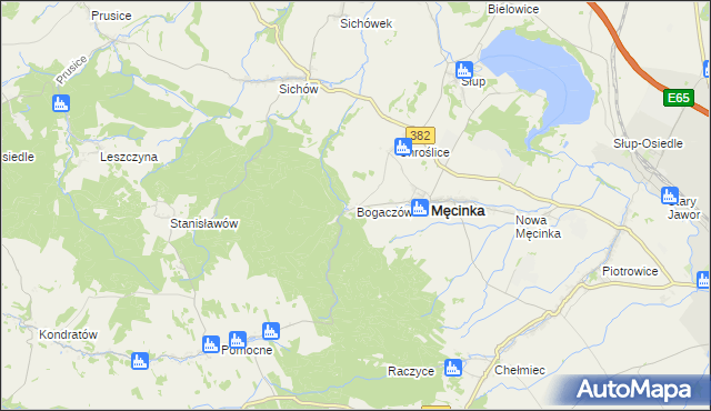 mapa Bogaczów gmina Męcinka, Bogaczów gmina Męcinka na mapie Targeo