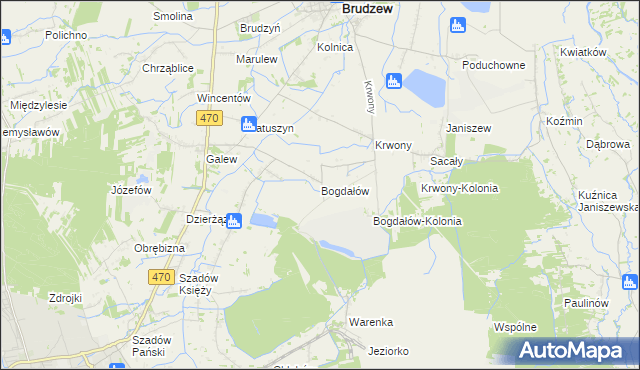 mapa Bogdałów, Bogdałów na mapie Targeo