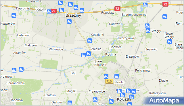 mapa Bogdanka gmina Brzeziny, Bogdanka gmina Brzeziny na mapie Targeo