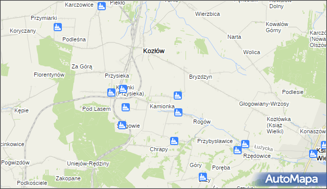 mapa Bogdanów gmina Kozłów, Bogdanów gmina Kozłów na mapie Targeo