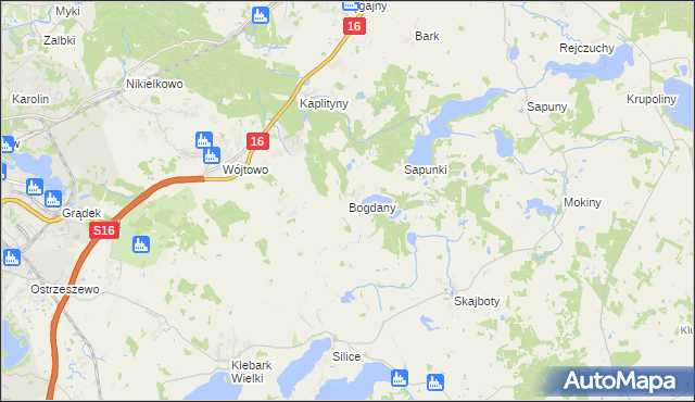 mapa Bogdany gmina Barczewo, Bogdany gmina Barczewo na mapie Targeo