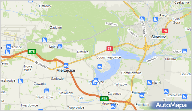 mapa Boguchwałowice, Boguchwałowice na mapie Targeo