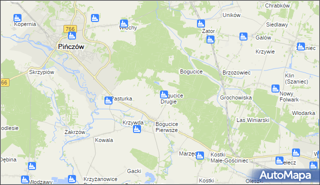 mapa Bogucice Drugie, Bogucice Drugie na mapie Targeo