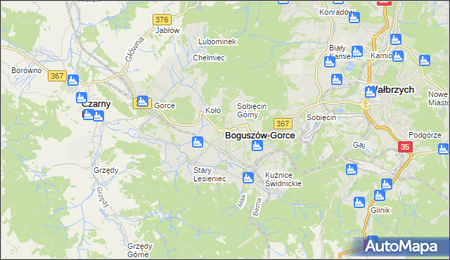 mapa Boguszów-Gorce, Boguszów-Gorce na mapie Targeo