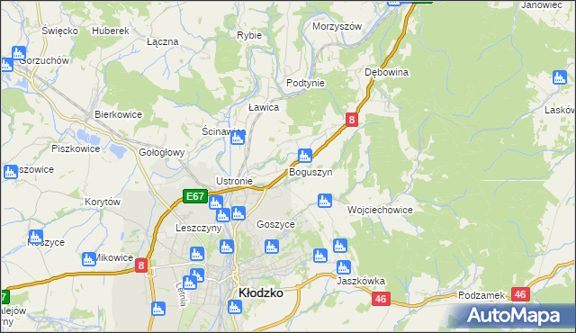 mapa Boguszyn gmina Kłodzko, Boguszyn gmina Kłodzko na mapie Targeo