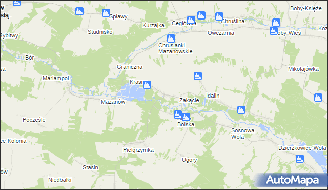 mapa Boiska-Kolonia gmina Józefów nad Wisłą, Boiska-Kolonia gmina Józefów nad Wisłą na mapie Targeo