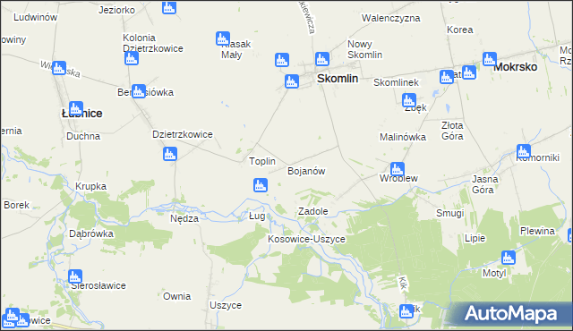 mapa Bojanów gmina Skomlin, Bojanów gmina Skomlin na mapie Targeo