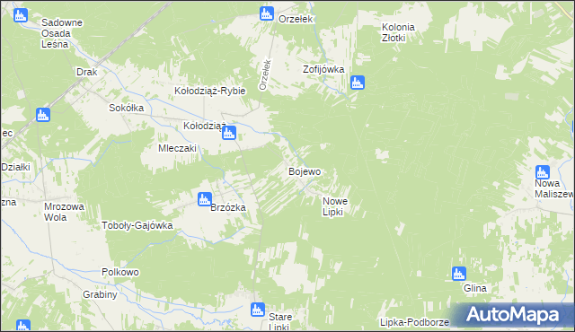 mapa Bojewo, Bojewo na mapie Targeo