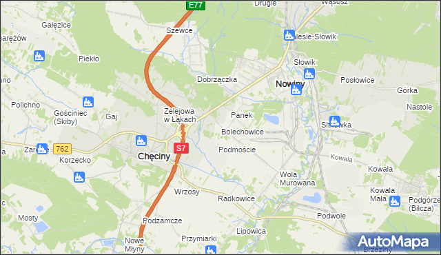 mapa Bolechowice gmina Sitkówka-Nowiny, Bolechowice gmina Sitkówka-Nowiny na mapie Targeo