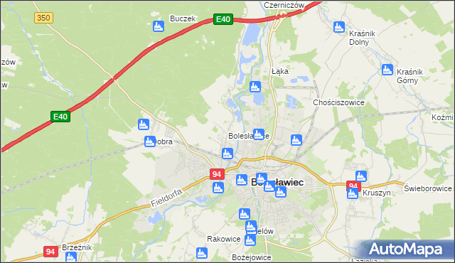 mapa Bolesławice gmina Bolesławiec, Bolesławice gmina Bolesławiec na mapie Targeo