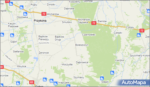 mapa Boleszczyn, Boleszczyn na mapie Targeo