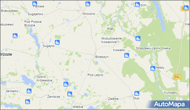 mapa Boleszyn gmina Grodziczno, Boleszyn gmina Grodziczno na mapie Targeo