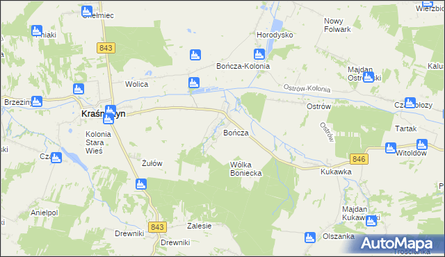 mapa Bończa gmina Kraśniczyn, Bończa gmina Kraśniczyn na mapie Targeo