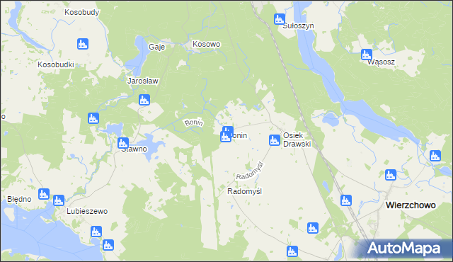 mapa Bonin gmina Wierzchowo, Bonin gmina Wierzchowo na mapie Targeo