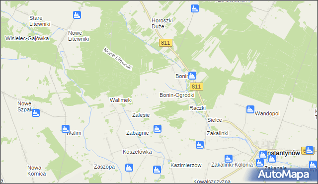 mapa Bonin-Ogródki, Bonin-Ogródki na mapie Targeo