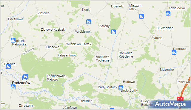 mapa Bońkowo Podleśne, Bońkowo Podleśne na mapie Targeo