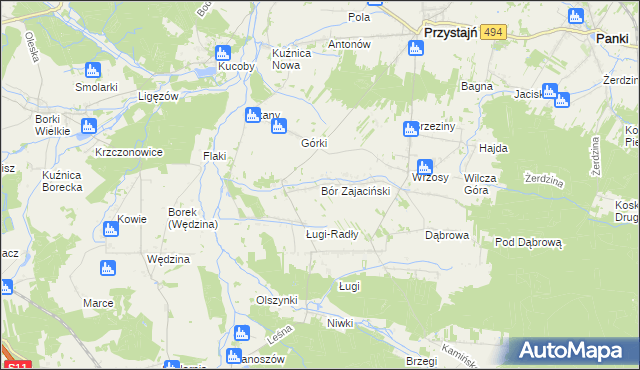 mapa Bór Zajaciński, Bór Zajaciński na mapie Targeo