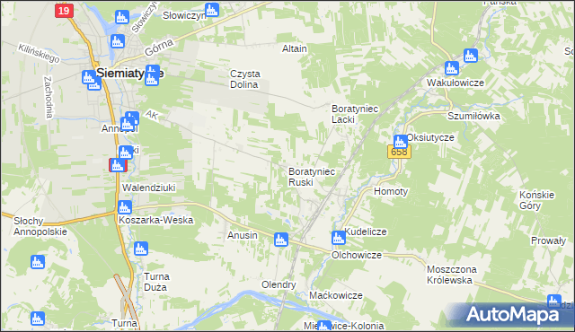 mapa Boratyniec Ruski, Boratyniec Ruski na mapie Targeo