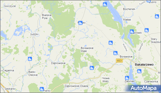 mapa Borawskie Małe, Borawskie Małe na mapie Targeo