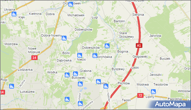 mapa Borchówka, Borchówka na mapie Targeo