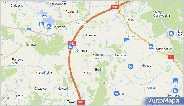 mapa Borecki Dwór, Borecki Dwór na mapie Targeo