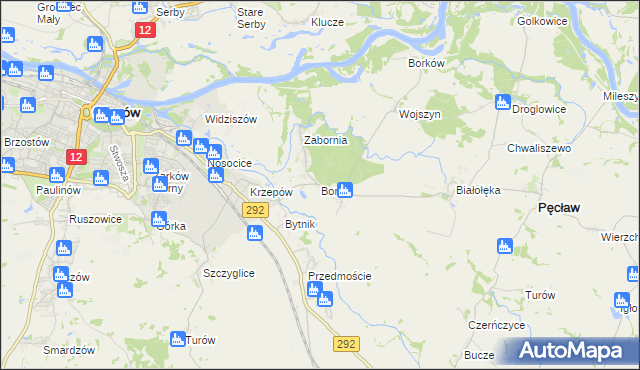 mapa Borek gmina Głogów, Borek gmina Głogów na mapie Targeo