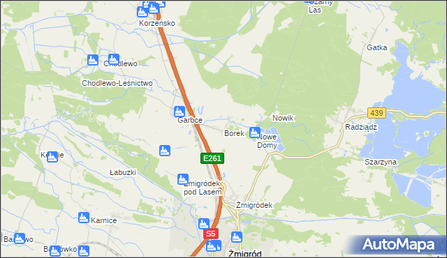 mapa Borek gmina Żmigród, Borek gmina Żmigród na mapie Targeo