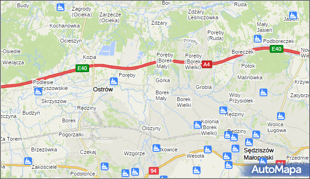mapa Borek Mały, Borek Mały na mapie Targeo