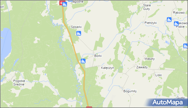 mapa Borki gmina Pisz, Borki gmina Pisz na mapie Targeo