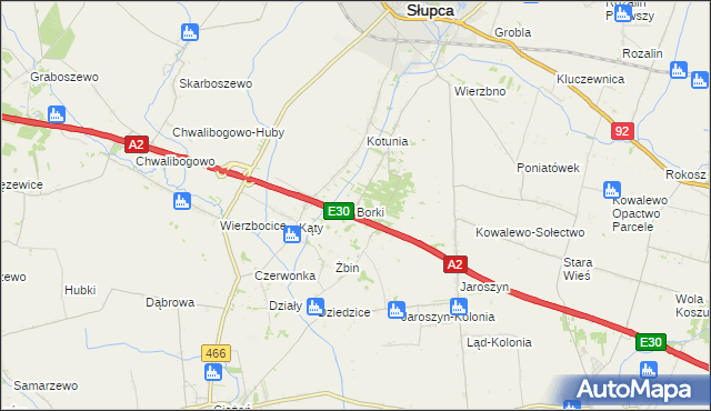mapa Borki gmina Słupca, Borki gmina Słupca na mapie Targeo