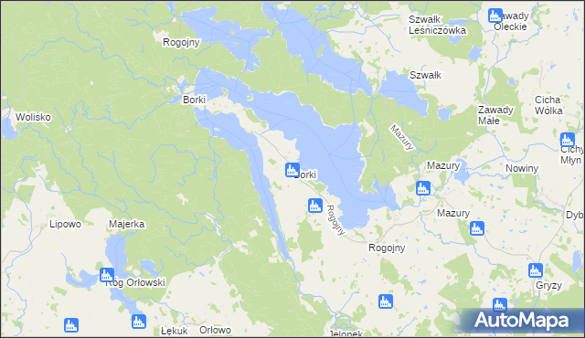 mapa Borki gmina Świętajno, Borki gmina Świętajno na mapie Targeo