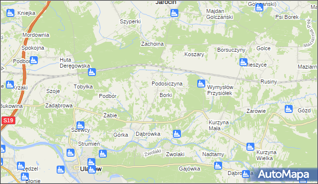 mapa Borki gmina Ulanów, Borki gmina Ulanów na mapie Targeo