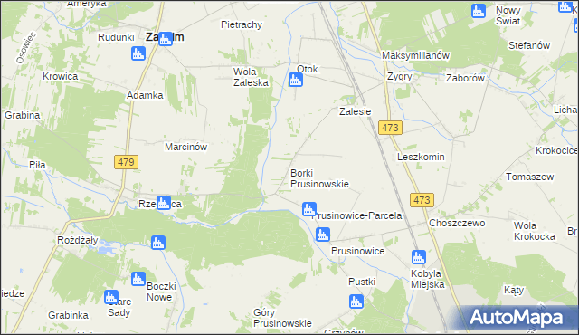 mapa Borki Prusinowskie, Borki Prusinowskie na mapie Targeo