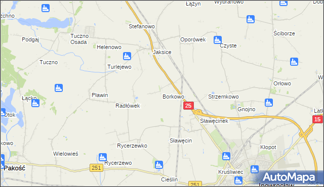 mapa Borkowo gmina Inowrocław, Borkowo gmina Inowrocław na mapie Targeo