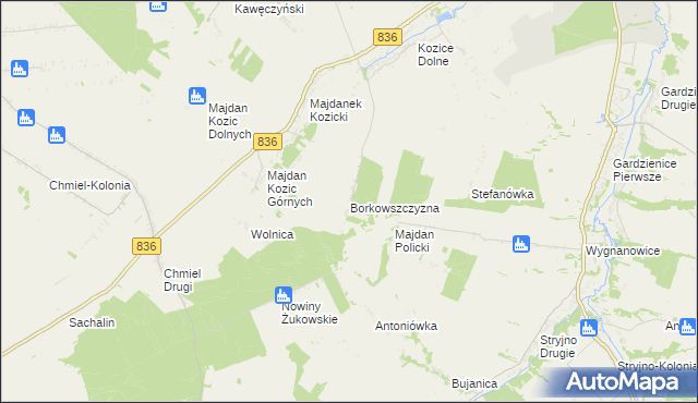 mapa Borkowszczyzna, Borkowszczyzna na mapie Targeo