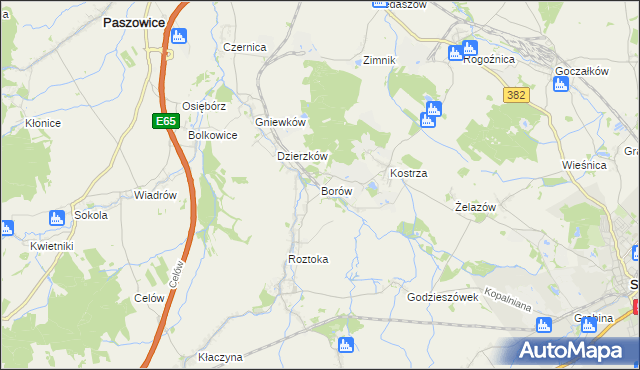 mapa Borów gmina Dobromierz, Borów gmina Dobromierz na mapie Targeo