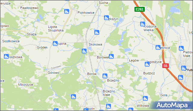 mapa Borówek gmina Prusice, Borówek gmina Prusice na mapie Targeo
