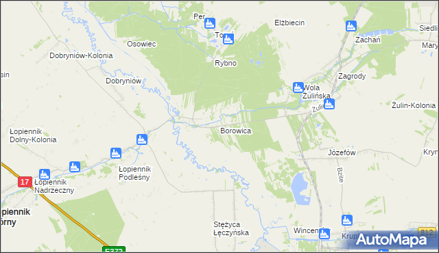 mapa Borowica gmina Łopiennik Górny, Borowica gmina Łopiennik Górny na mapie Targeo