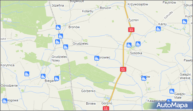 mapa Borowiec gmina Ostrów Wielkopolski, Borowiec gmina Ostrów Wielkopolski na mapie Targeo