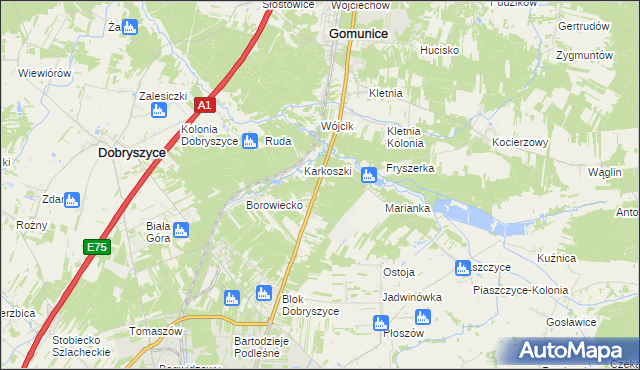 mapa Borowiecko-Kolonia, Borowiecko-Kolonia na mapie Targeo