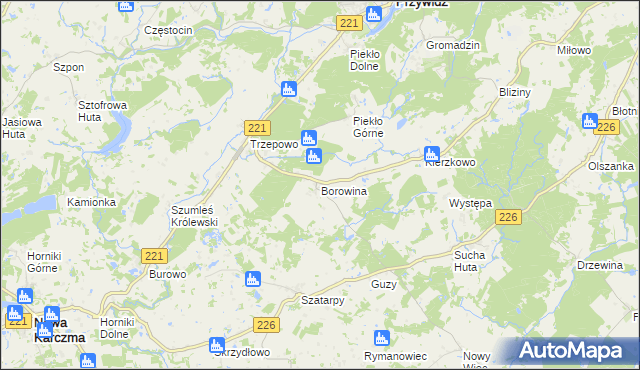 mapa Borowina gmina Przywidz, Borowina gmina Przywidz na mapie Targeo