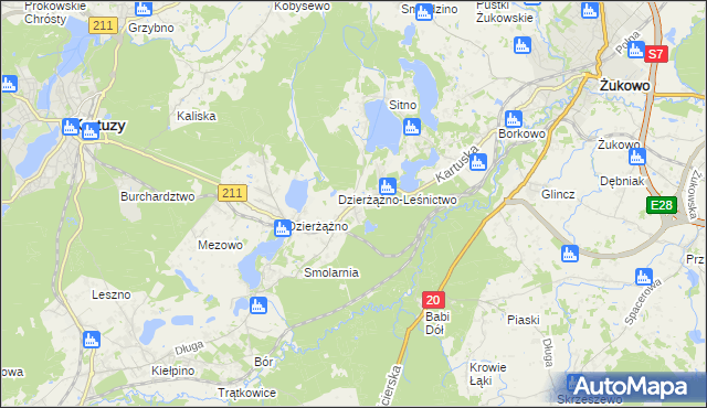 mapa Borowo gmina Kartuzy, Borowo gmina Kartuzy na mapie Targeo