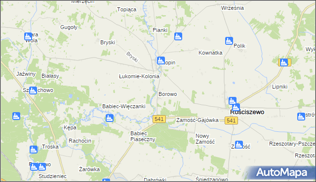 mapa Borowo gmina Rościszewo, Borowo gmina Rościszewo na mapie Targeo