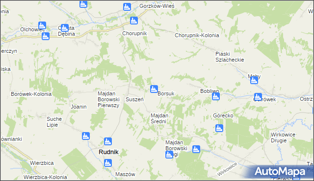 mapa Borsuk gmina Gorzków, Borsuk gmina Gorzków na mapie Targeo