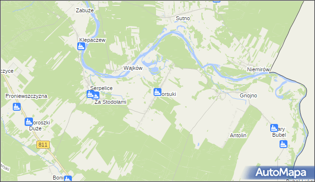 mapa Borsuki gmina Sarnaki, Borsuki gmina Sarnaki na mapie Targeo