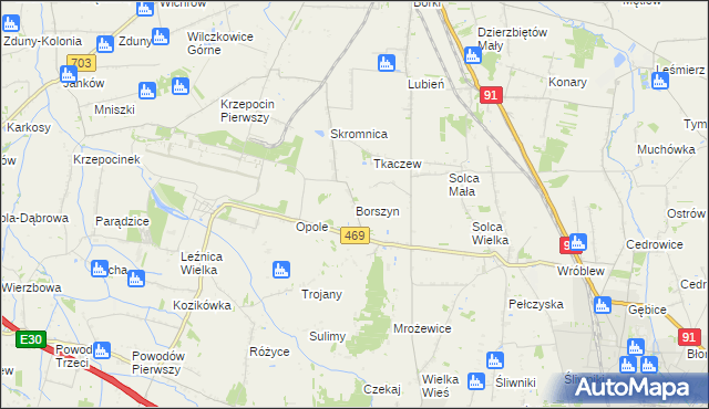 mapa Borszyn, Borszyn na mapie Targeo