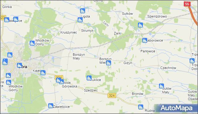 mapa Borszyn Wielki, Borszyn Wielki na mapie Targeo