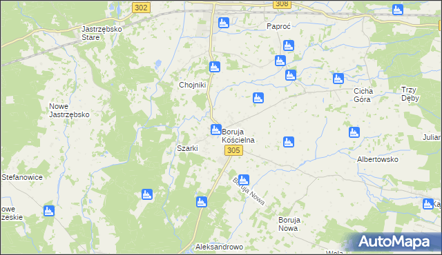 mapa Boruja Kościelna, Boruja Kościelna na mapie Targeo