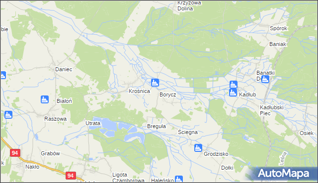 mapa Borycz, Borycz na mapie Targeo