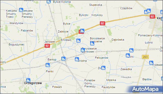 mapa Borysławice Zamkowe, Borysławice Zamkowe na mapie Targeo